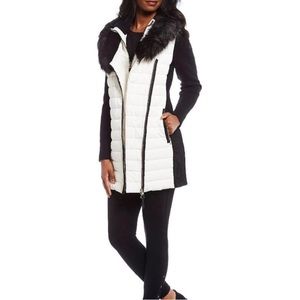 Calvin Klein Performance Faux Fur Quilted Walker Jacket White and Black